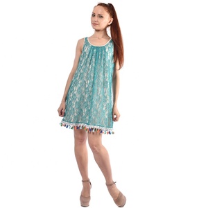 All'ingrosso abiti Casual estivi da donna modello solido <span class=keywords><strong>con</strong></span> <span class=keywords><strong>pizzo</strong></span> vita naturale eco-friendly fodera stampata digitale inclusa - Product Image 1