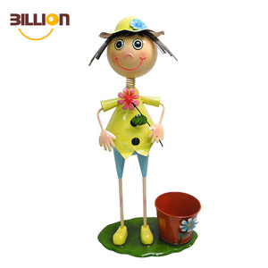 En plein air <span class=keywords><strong>Jardin</strong></span> Intérieur de Bande Dessinée Fille Statue Délicatesse En Métal Pot De Fleur - Product Image 1