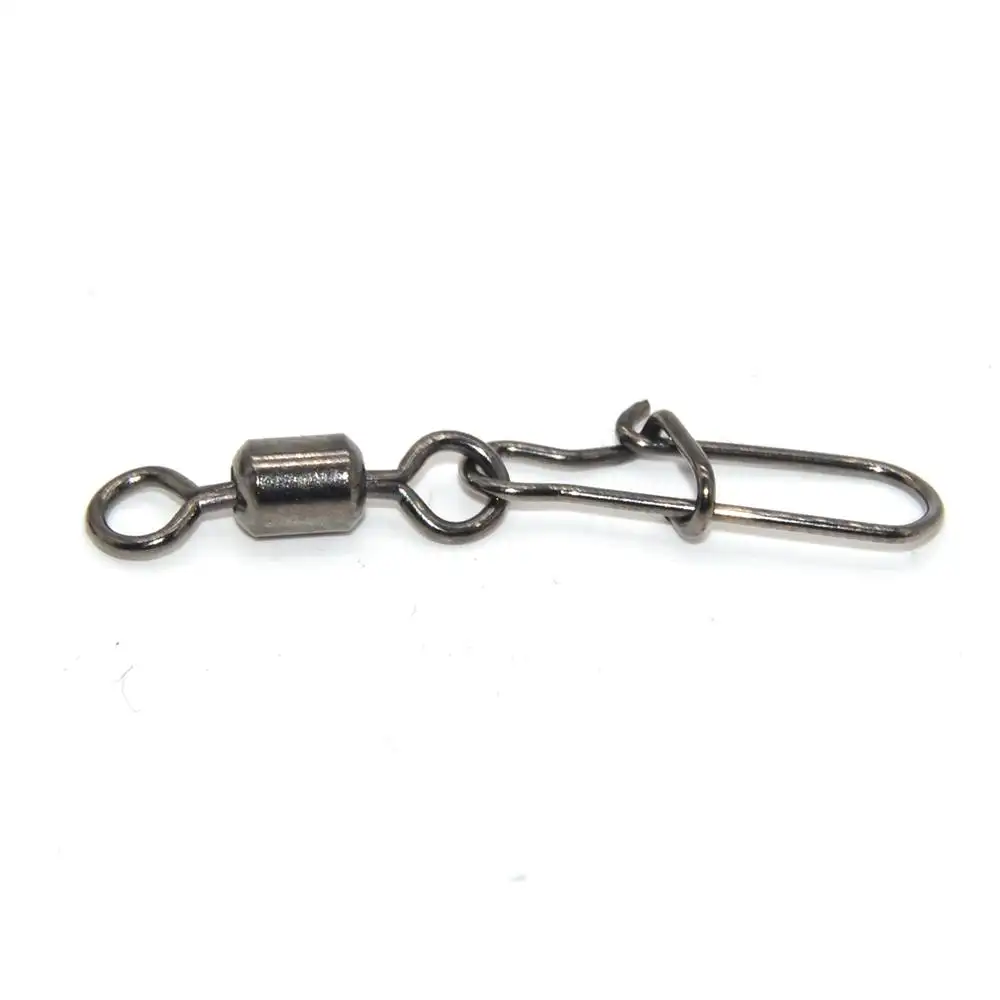 Heavy Duty stainless steel fishing gear safety hooked Rolling swivel (Barrel swivel) with safety snap series