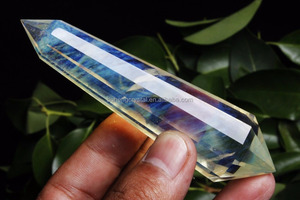 13 Sided RARE! YELLOW SMELT QUARTZ CRYSTAL Double Terminated <span class=keywords><strong>WAND</strong></span> Vogel Crystal Point HEALING - Product Image 2