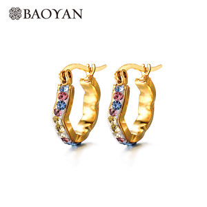 Joyas argollas cristal color surtido estilo olas en acero inoxidable para dama - Product Image 1