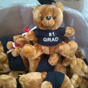 免费样品毛绒毕业熊带帽子/厂家直销填充毛绒毕业熊带T恤和帽子