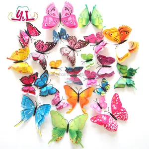 3D活动婚礼装饰蝴蝶贴纸仙女花园飞行塑料蝴蝶派对