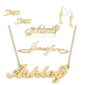 Personalized Jewelry Pvd Gold Plated <strong>Front</strong> <strong>Back</strong> Stud Name <strong>Earring</strong> No Fade Stainless Steel Nameplate <strong>Earrings</strong> - Product Image 1