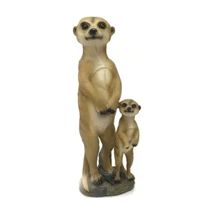 Nhựa Meerkat Cha Và Con Trai Bức Tượng Cho Trang Trí Nội Thất