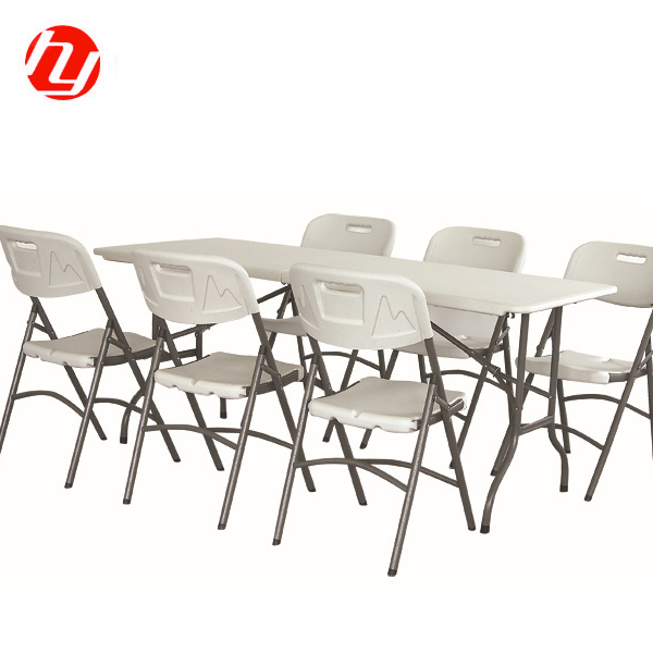 6 "Уличный стол раскладной стол для пикника, портативная пластиковая для 6 человек кухни Современные Серый/Черный пластик + сталь 200KGS Dia25 EN581 1 мм