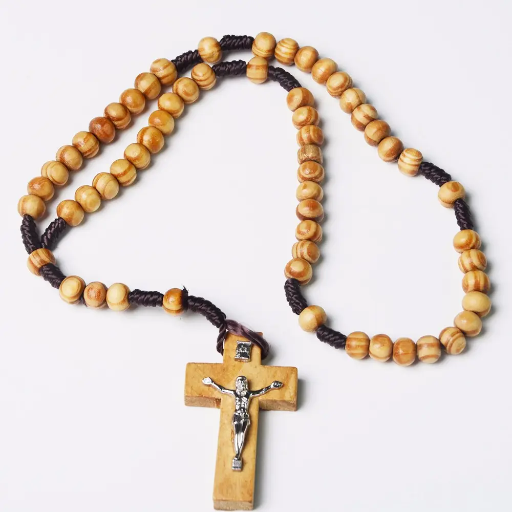 2020 hot selling Christian brown wooden bead for children Catholic religious souvenirs wood rosary