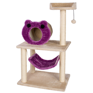 Rascador de gato morado, diseño encantador, tamaño medio, color beige - Product Image 1