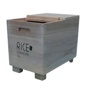 Japanese Wooden Rice Storage Container