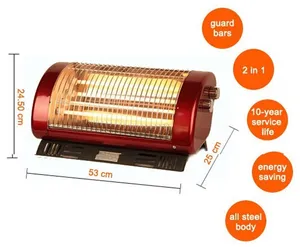 Calentador eléctrico de cuarzo portátil para el hogar, calefactor independiente de 2000W, 220-240V para dormitorio, sala de estar y Patio