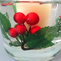 Fleur artificielle décorative, véritable gelée de cire, porte-bougie en verre transparent, bougie en gelée