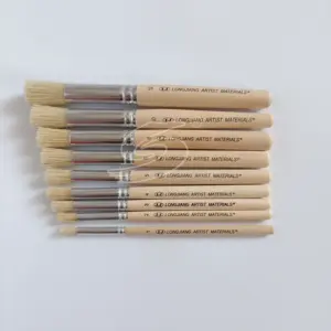 9pcs set natural Wooden Bristle machine Cleaning Round Paint brush