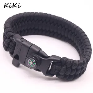 >>> Pulseira trançada de mão nova moda, fivela de apito homens charme corda de sobrevivência paracord pulseira esporte envoltório