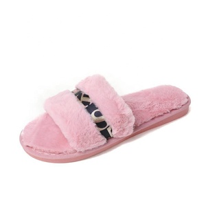 Indoor Outdoor Open Toe <strong>Sandals</strong> Plush Faux Fur Slippers Luxury Winter Slides Wholesale <strong>Glitter</strong> Belt Decoration Soft Sole Lady - Product Image 2