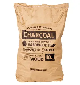 Brown 20 Kg 25KG Industrial Hdpe Laminated Paper Bags for charcoal packaging