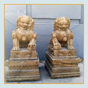 2024 hot sale large Chinese Fengshui stone lion sculpture granite foo dog statues for temple ornament