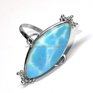 แหวนพลอยลาริมาร์สังเคราะห์จากธรรมชาติสำหรับผู้หญิงมาร์คีช925เงินสเตอลิงทันสมัยดีไซน์ล่าสุดของงานแต่งงานชุบเงิน - Product Image 3