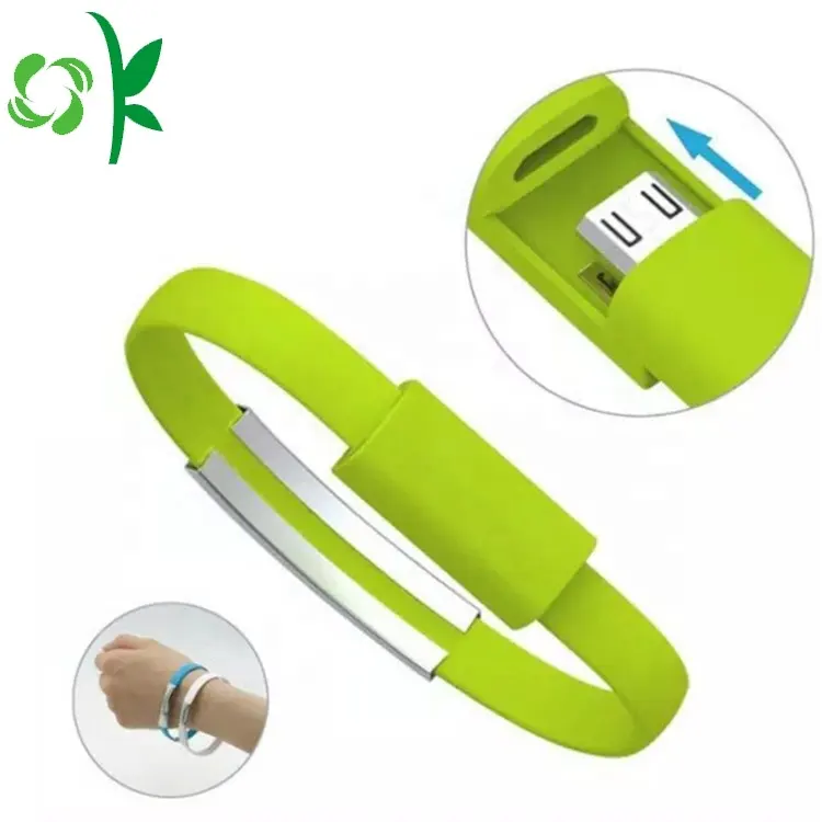 OKSILICONE החדש מתנה ניידת צבע קיבולת טעינת כבל סיליקון USB צמיד עבור Iphone עבור אנדרואיד עבור סוג-c צמידים