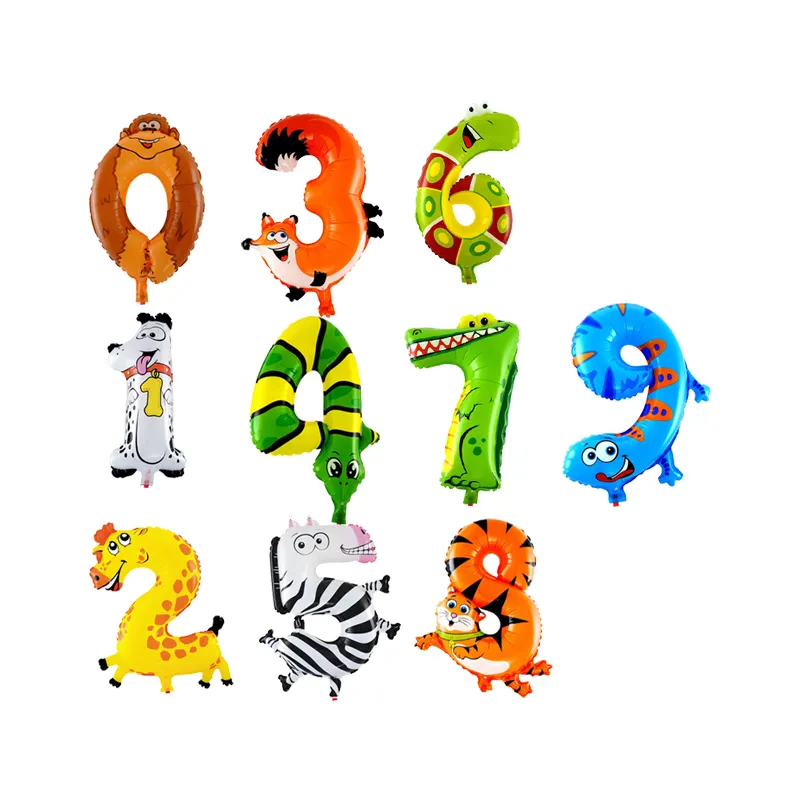 2019 19 Zoll Fabrik Großhandel Cartoon Tierform Nummer Helium folie Luftballons aufblasbar