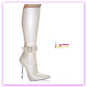 Femmes bout pointu bottines lacent femmes genou bottes avec <span class=keywords><strong>blanc</strong></span> en cuir verni - Product Image 6