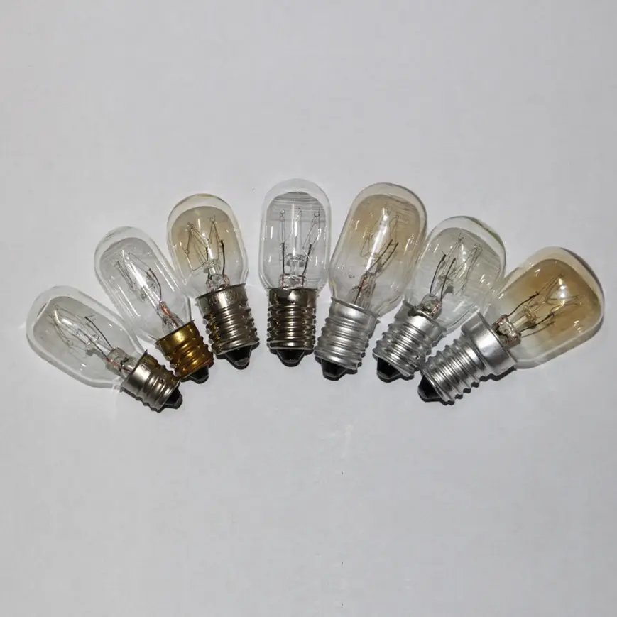 Fridge Oven Light Incandescent Bulb 15W E12 E14 Salt Lamp Indicator Bulb T18 T20 T22 T25 ST22 ST23 ST26 Refrigerator Dwarf Bulb