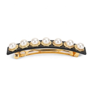Pasador de pelo <span class=keywords><strong>Vintage</strong></span> con perlas, exquisito acetato de celulosa, adornos, pinzas para el pelo de perlas blancas