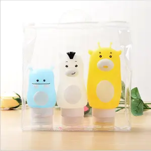 Cartoon silica gel travel set shaped cosmetic packaging bottle/ portable pocket lotion /shampoo bottle