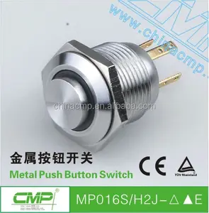 Led Push Button Switch CMP Waterproof 16mm Metal Push Button Spst LED 5v Momentary Switch With TUV CE