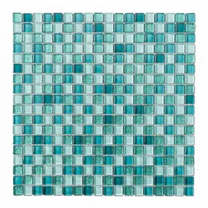 Soulscrafts 15x15 Quadrato Blu di Sabbia Mattonelle di Mosaico di Vetro per la Decorazione Della Parete