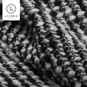 Noir et blanc boucle <span class=keywords><strong>fil</strong></span> afficher lourd d'origine haute teneur en laine haut <span class=keywords><strong>de</strong></span> gamme tweed manteau tissu usine ventes directes - Product Image 4