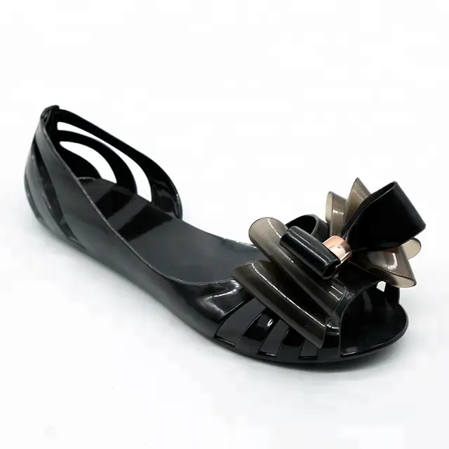 Black Bowknot PVC Jelly Candy Fashion Sandals