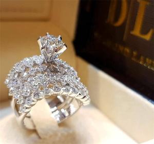 Роскошные хрустальные женские большие каменные кольца набор модных королевских свадебных обручальных колец для женщин обещают любовь Обручальное кольцо - Product Image 2