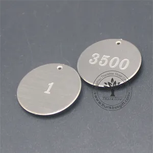 Высококачественные круглые небольшие металлические бирки с индивидуальным номером и гравировкой