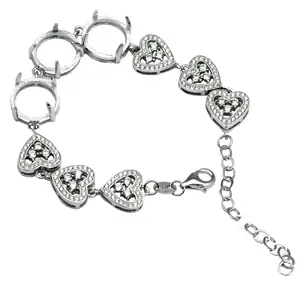 Beadsnice ID30807 sterling silver sets micro pave with zircon heart fit 4.5 round sold by strand high quality bracelet