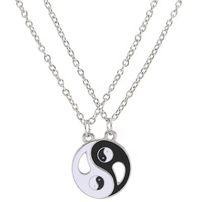 new-designed Pendant Necklaces Eight Diagrams Yin Yang Black and White Best Friends friendship Couples Lover Valentine Gift