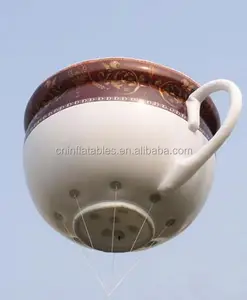 Promoción de publicidad, taza inflable gigante de lona blanca/taza de café inflable