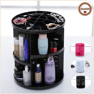 Vente chaude Bonne Qualité <span class=keywords><strong>De</strong></span> <span class=keywords><strong>Bureau</strong></span> Tournant En Plastique ABS Noir Maquillage <span class=keywords><strong>Organisateur</strong></span> - Product Image 1