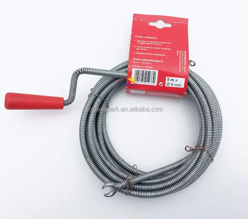 Manual Flexible Spring Steel Auger Sewer Drain Cleaner Snake With Plastic Handle