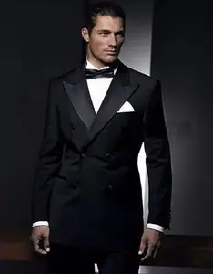 Black Double Breast Men's Formal Wearing Customized Groom Wedding Tuxedos Picture (Jacket+Pants) WB109 groom wedding suit