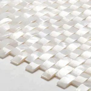 Soulscrafts branco 3d mãe de pérola concha mosaico azulejos para parede