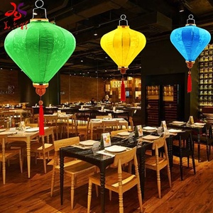 Outdoor halloween dekorative edelstahl garten metall led japanischen chinesischen vietnamesisch hoi an festival tuch seide laternen