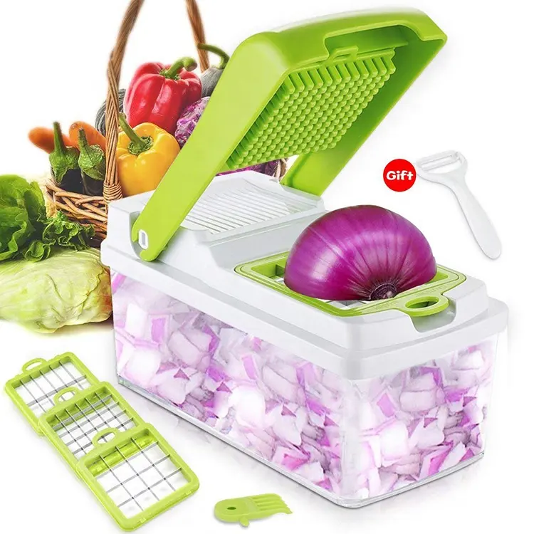 3 lame intercambiabili Set affettatrice per verdure frutta Dicer insalata cipolla tagliaverdure con contenitore per alimenti