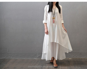 Deat — robe longue style Boho en coton et lin, tenue Maxi décontractée pour femmes à manches longues, couleur unie, grande taille 5XL E952, nouvelle <span class=keywords><strong>mode</strong></span> été - Product Image 4