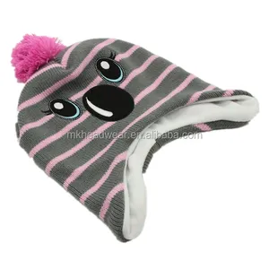 Children Earflap Beanie Hat, Inka Hat, Cute Warm Winter Beanie Hat with Earflaps Pattern