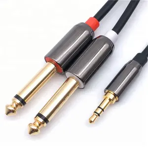 Gold Plated 3.5ミリメートルDualに6.35ミリメートル1/4 "TS Mono Y Cable Splitter