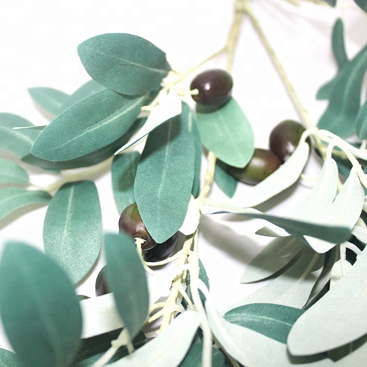 热销售超级流行丝绸橄榄叶植物派对家庭婚礼绿化人造树叶分支用于制作