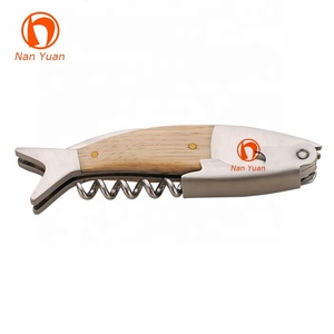 <strong>Bar</strong> <strong>Tools</strong> Selling Customized logo Fish 3D Wooden Handle Fish Shaped Wine Opener Corkscrew - Product Image 4