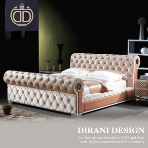 Hecho en china sencillo tufted tela moderna cama doble muebles de dormitorio de lujo marrón claro camas king size - Product Image 2