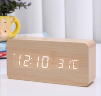 Horloges de table numériques de haute qualité Grand écran LED jumbo Horloge de réveil en bois