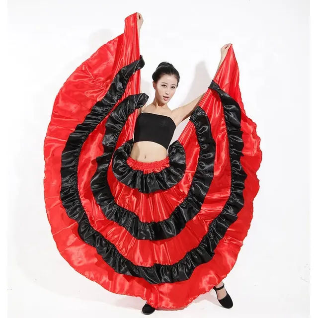 Недорогая Цыганская танцевальная юбка для фламенко, 25 ярдов, атласная КРУГЛАЯ ЮБКА